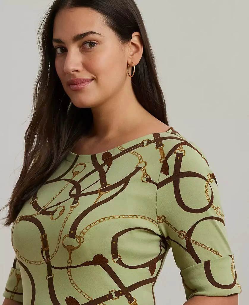 商品Ralph Lauren|Plus Size Belting-Print Cotton-Blend Boatneck Tee,价格¥311,第3张图片详细描述