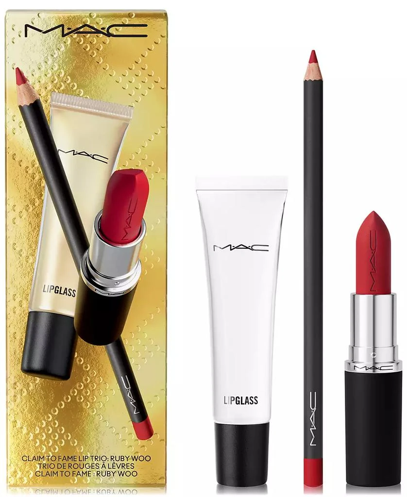 商品MAC|3-Pc. Claim To Fame Lipstick, Lip Liner + Lip Gloss Holiday Set,价格¥329,第1张图片