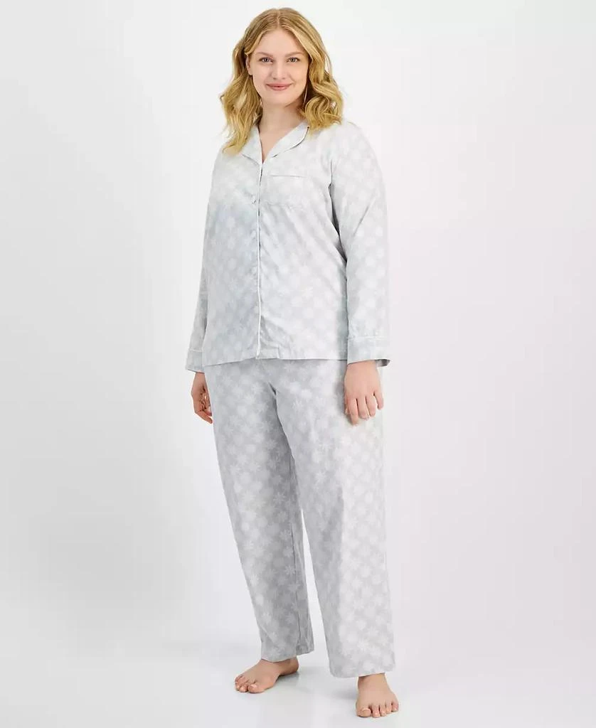 商品Charter Club|Plus Size Cotton Flannel Printed Pajama Set, Created for Macy's,价格¥247,第1张图片