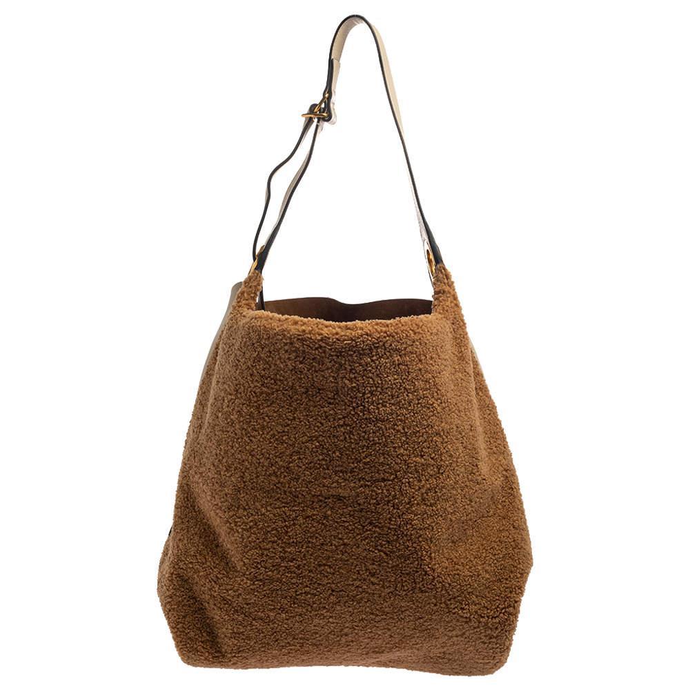 商品Burberry|Burberry Beige/Brown Leather and Fabric Medium Grommet Hobo,价格¥5439,第6张图片详细描述