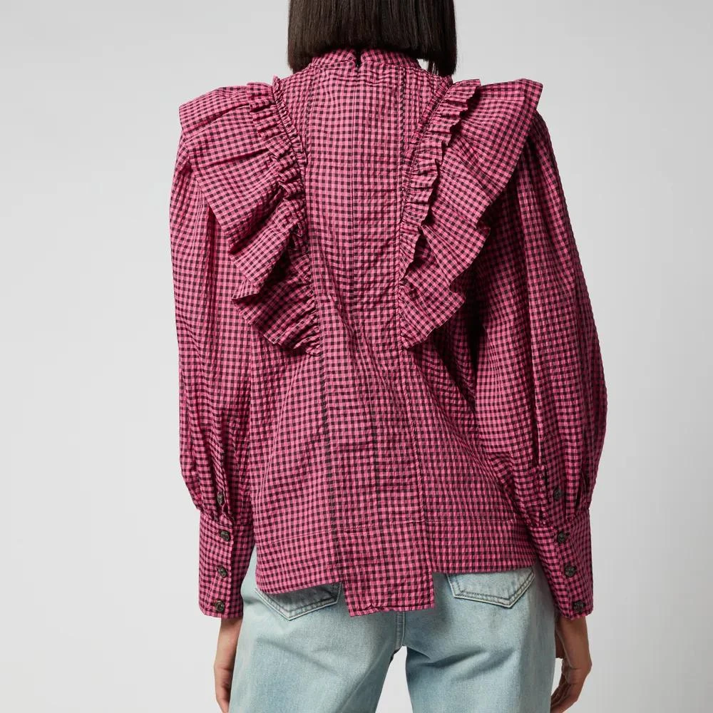 商品Ganni|Ganni Women's Seersucker Check Blouse,价格¥521,第2张图片详细描述