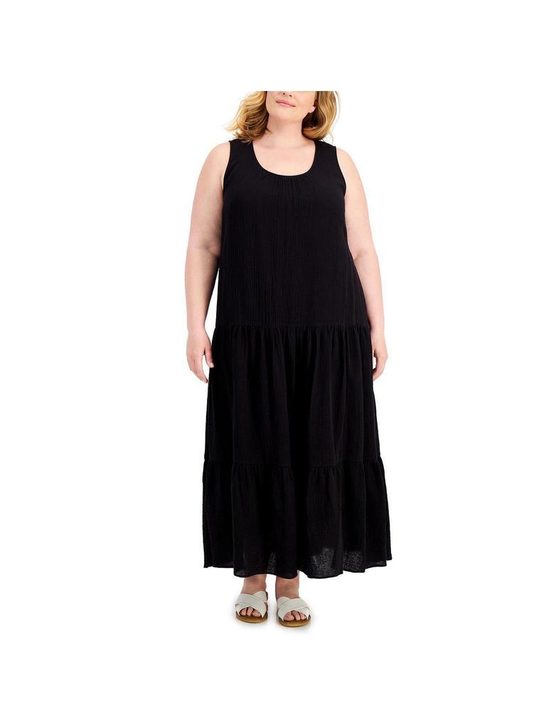 商品Calvin Klein|Plus Womens Sleeveless Tiered Shift Dress,价格¥325-¥352,第1张图片