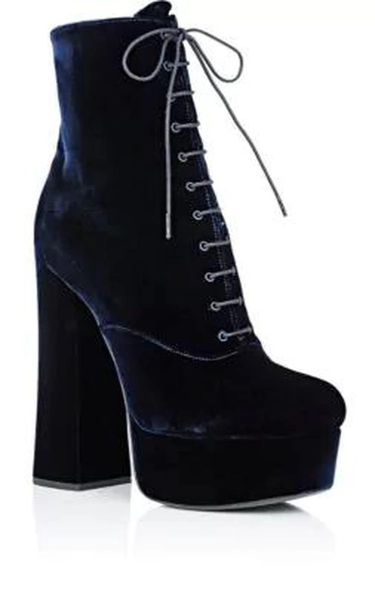 商品Prada|Velvet Platform Ankle Boots,价格¥2968,第2张图片详细描述