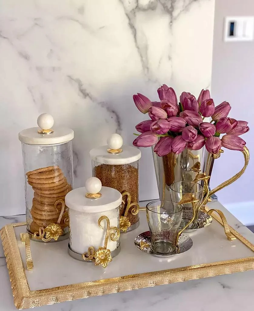 商品Classic Touch|Glass Canister with Design and Marble Lid, Large,价格¥444,第3张图片详细描述