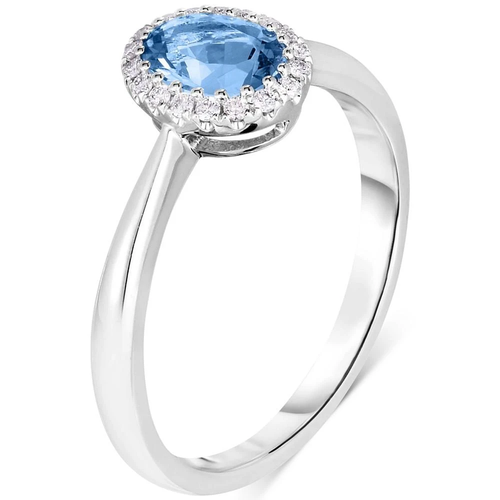 商品Macy's|Aquamarine (5/8 ct. t.w.) & Diamond (1/10 ct. t.w.) Halo Ring in 14k White Gold,价格¥11749,第3张图片详细描述
