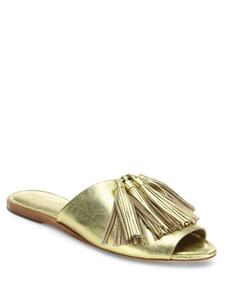 商品Loeffler Randall|Kiki Tassel Metallic Leather Slides,价格¥1838,第1张图片