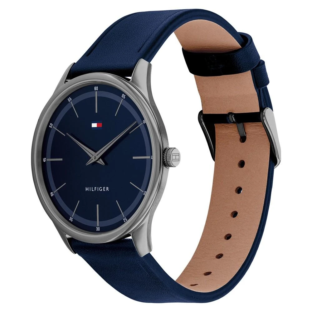 商品Tommy Hilfiger|Men's Blue Leather Strap Watch 40mm,价格¥810,第2张图片详细描述