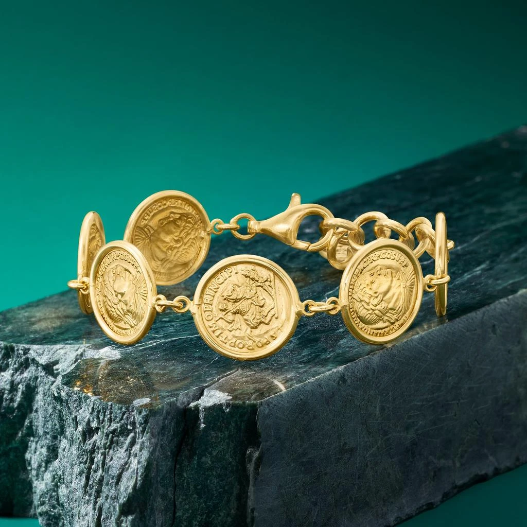 商品Ross-Simons|Italian 18kt Gold Over Sterling Replica Coin Bracelet,价格¥1278,第4张图片详细描述