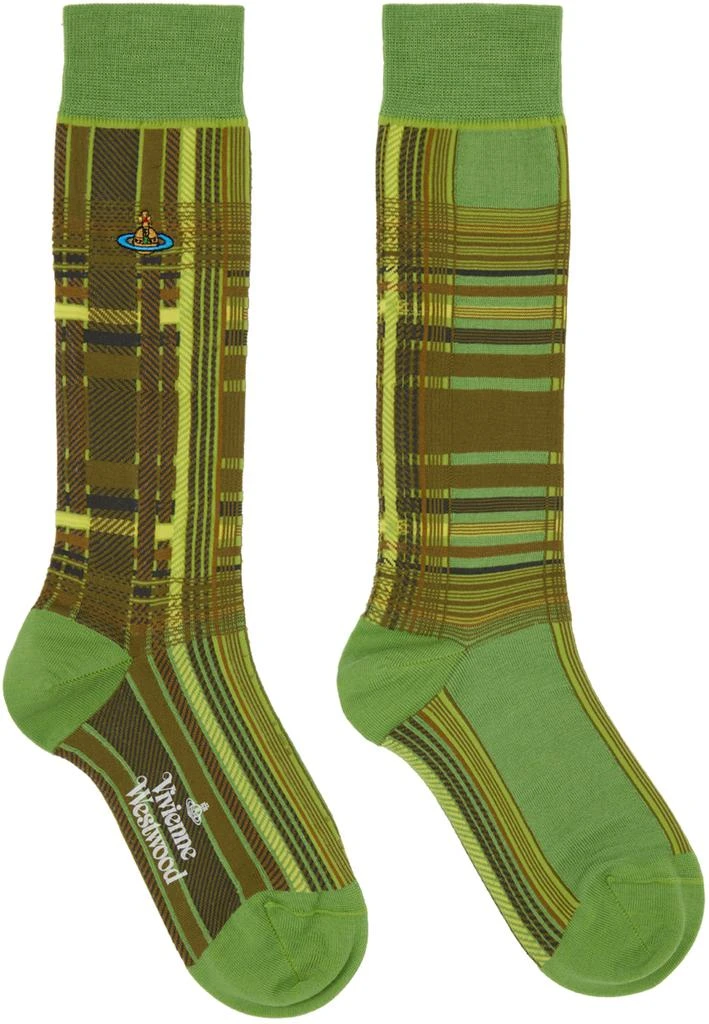 商品Vivienne Westwood|Green Oversize Madras Socks,价格¥433,第1张图片