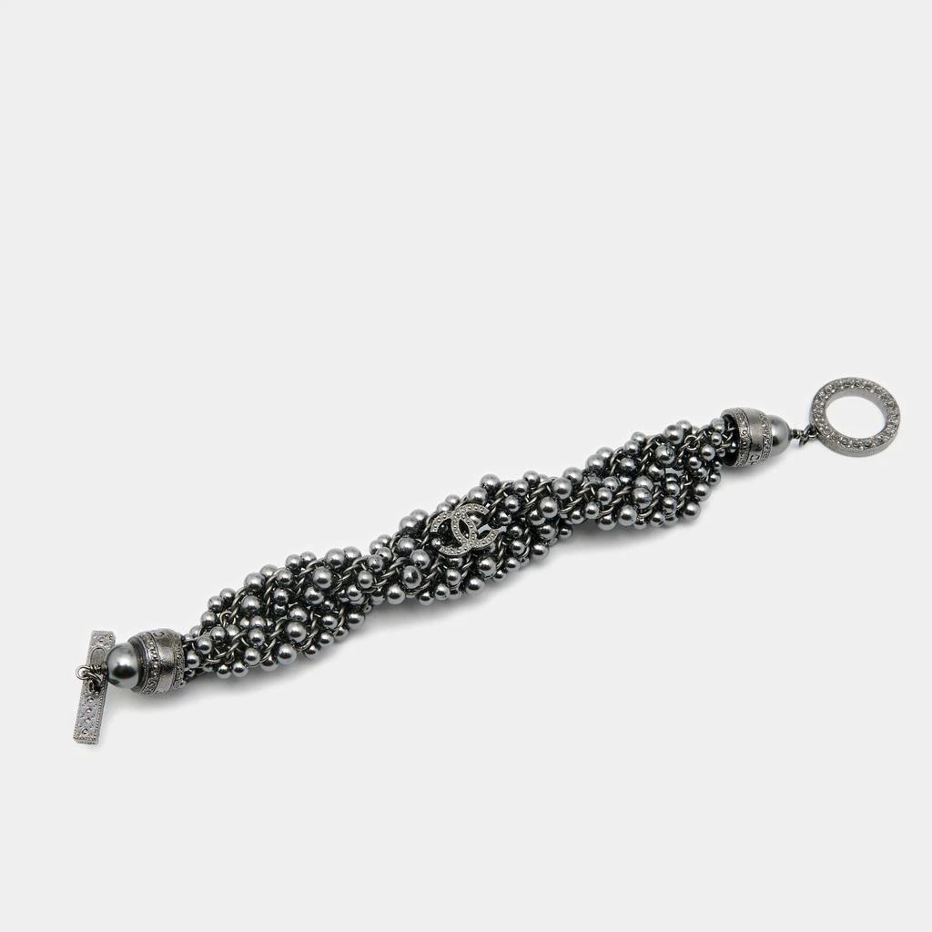 商品[二手商品] Chanel|Chanel CC Grey Faux Pearls Gunmetal Tone Bracelet ,价格¥4736,第2张图片详细描述