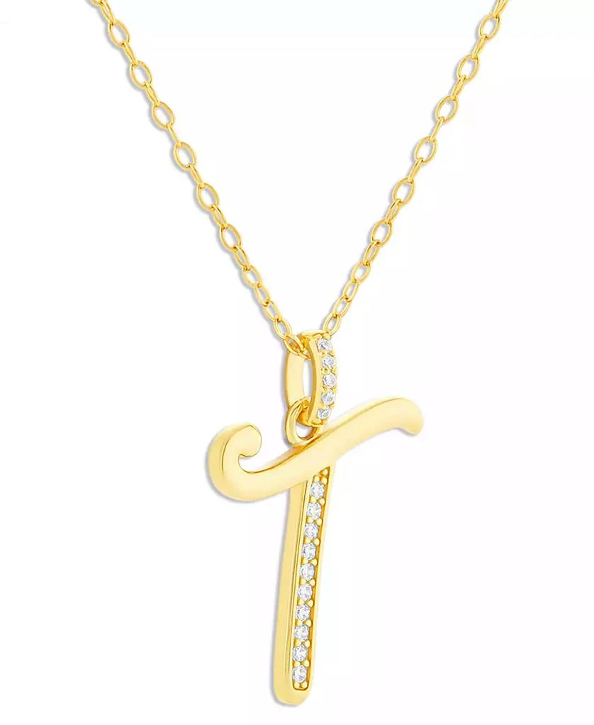 商品Giani Bernini|Cubic Zirconia Initial 18" Pendant Necklace in 18k Gold-Plated Sterling Silver, Created for Macy's,价格¥382,第3张图片详细描述