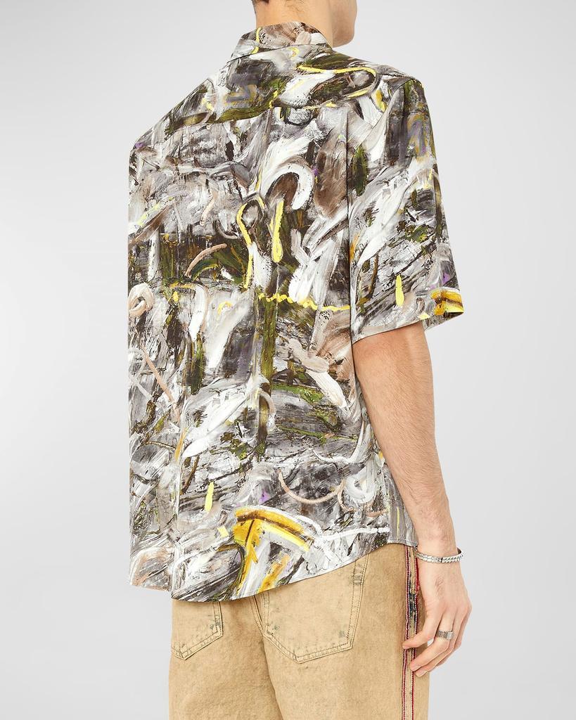 商品Diesel|Men's Abstract Paint-Print Sport Shirt,价格¥2060,第6张图片详细描述