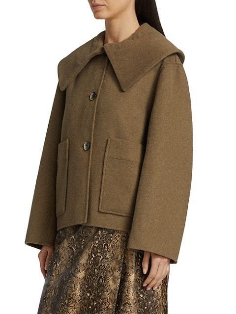 商品Ganni|Collared Wool Blend Jacket,价格¥3546,第6张图片详细描述