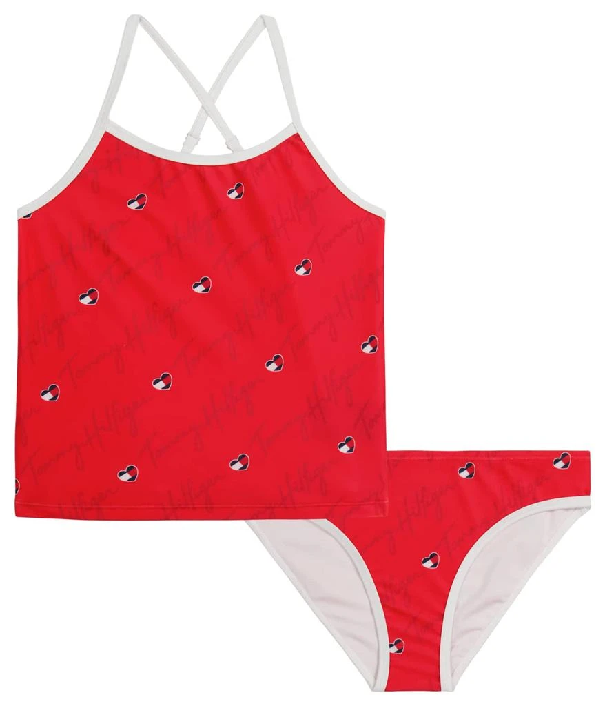 商品Tommy Hilfiger|Tonal Script Two-Piece Tankini Swimsuit (Big Kids),价格¥163,第1张图片