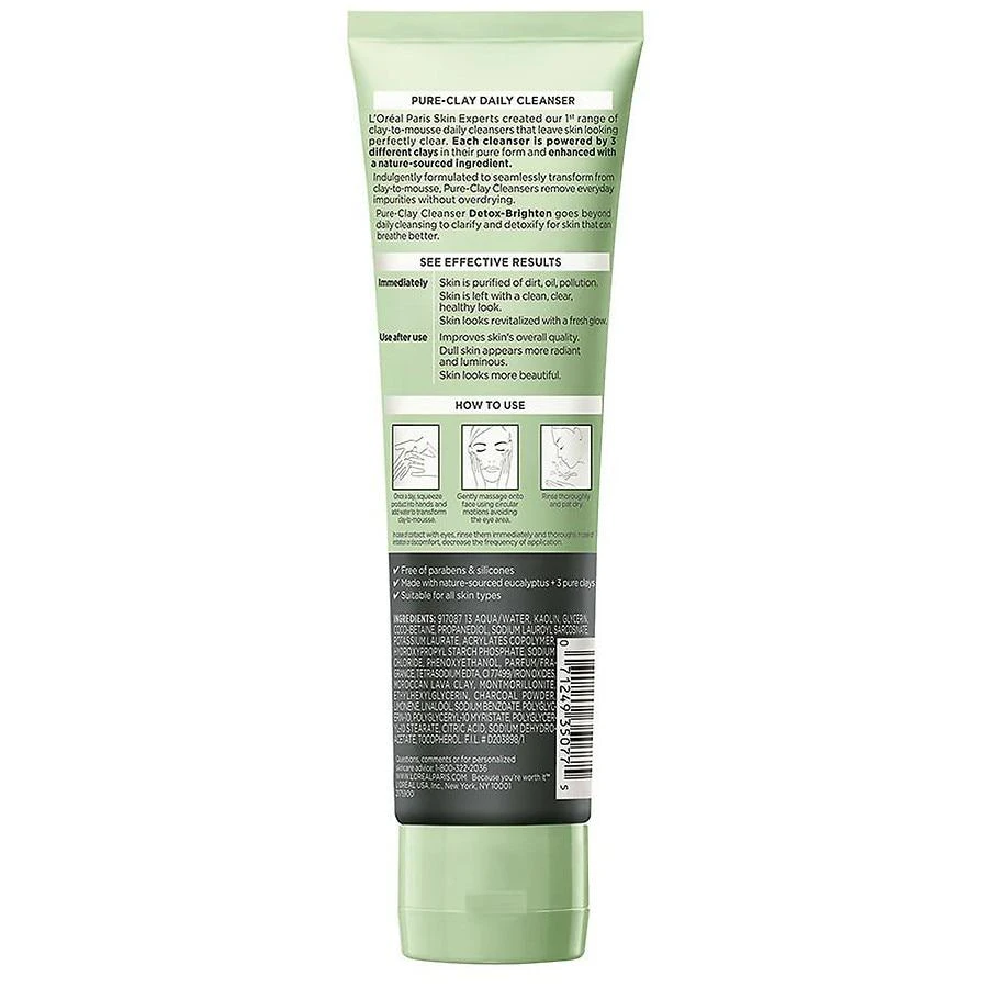 商品L'Oreal Paris|Detox & Brighten Pure-Clay Cleanser,价格¥58,第2张图片详细描述