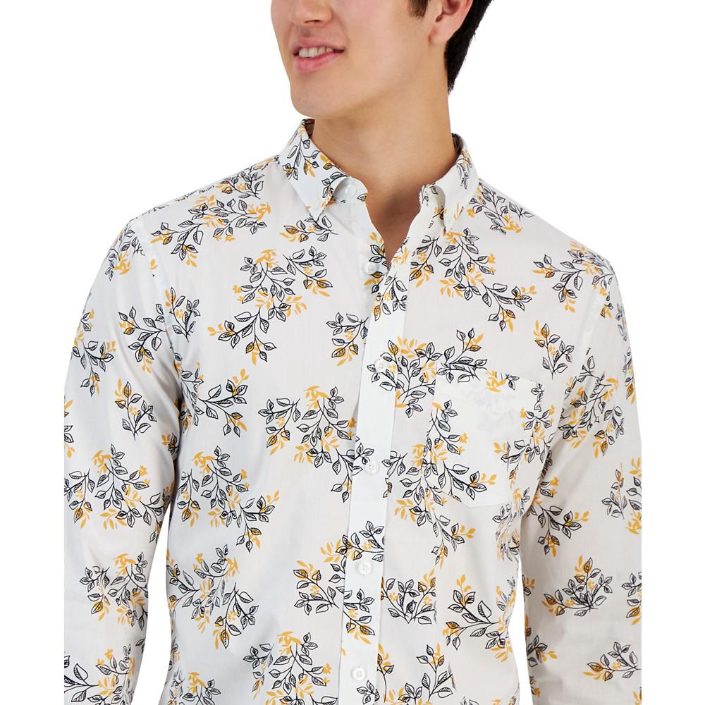 Men's Ditzy Trip Poplin Long-Sleeve Button-Down Shirt, Created for Macy's商品第3张图片规格展示