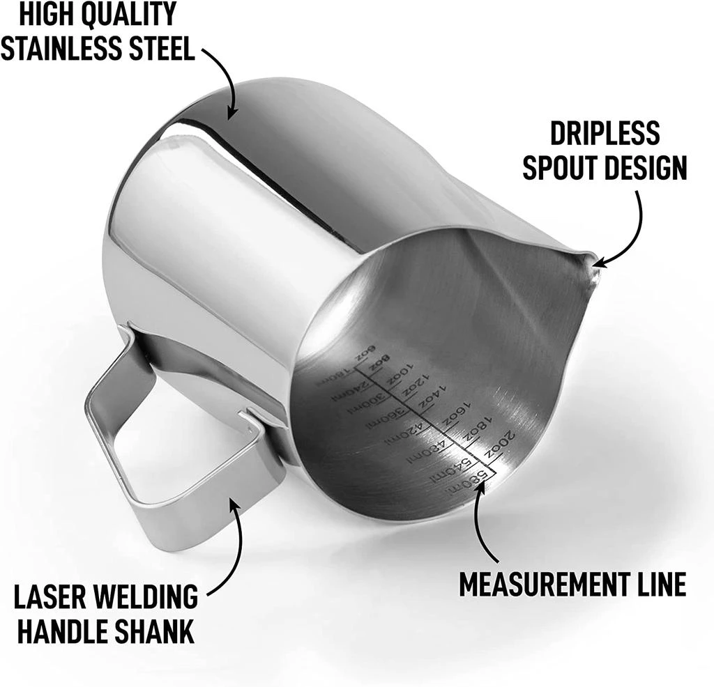 商品Zulay Kitchen|Milk Frothing Pitcher Stainless Steel Steamer Cup,价格¥205,第4张图片详细描述