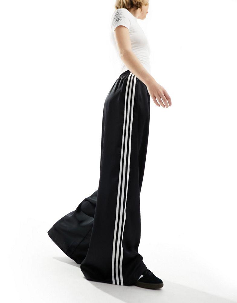 Adidas adidas Originals wide leg satin joggers in black
