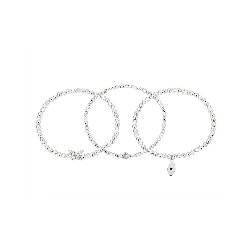 商品Unwritten|Silver Plated Crystal Butterfly Stretch Bracelet Trio,价格¥112,第1张图片