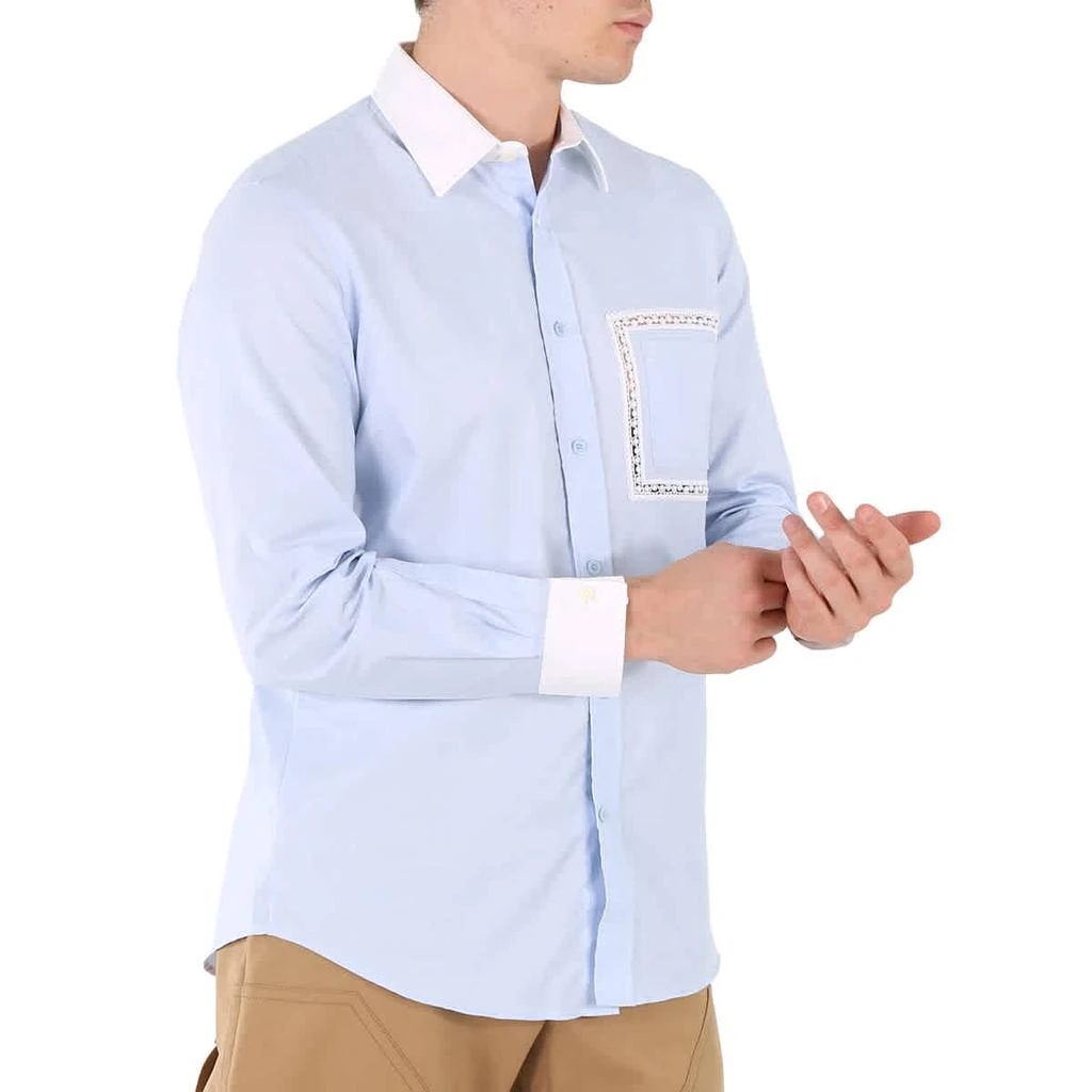 商品Burberry|Pale Blue Cotton Lace Detail Classic Fit Oxford Shirt,价格¥1844,第2张图片详细描述