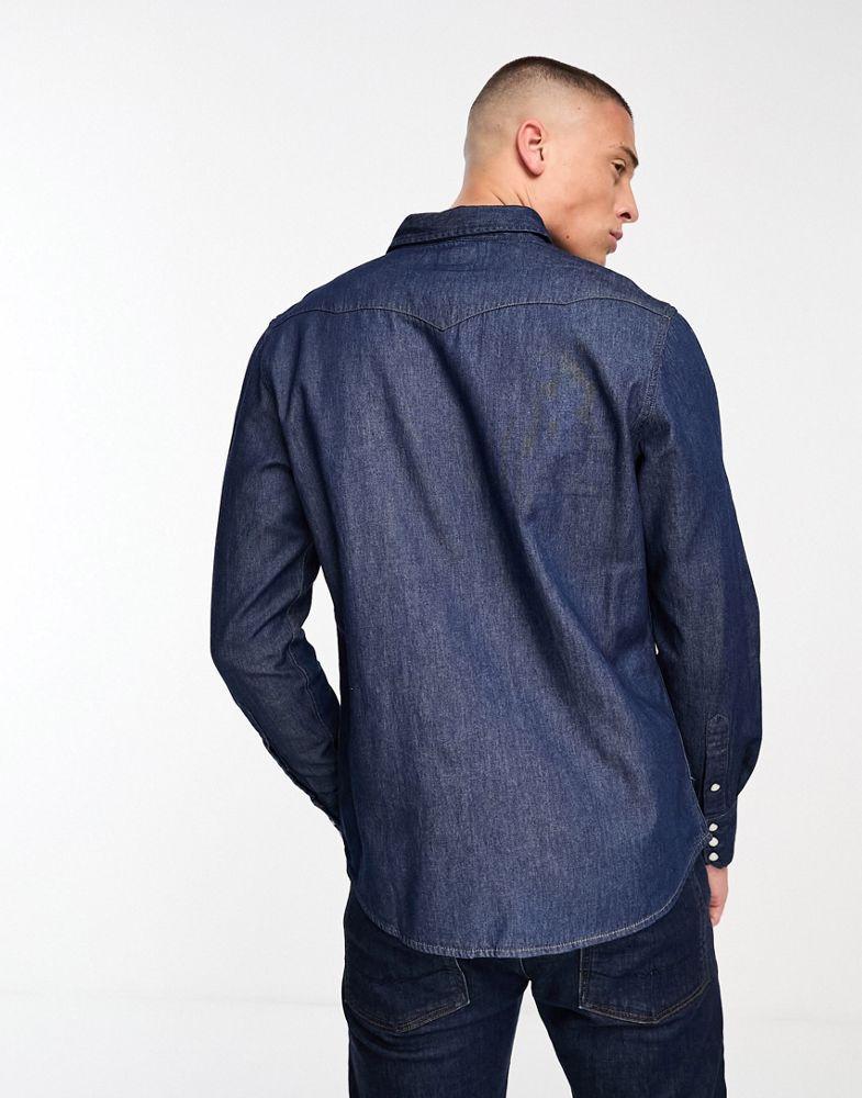 商品Wrangler|Wrangler western long sleeve denim shirt in navy,价格¥445,第4张图片详细描述