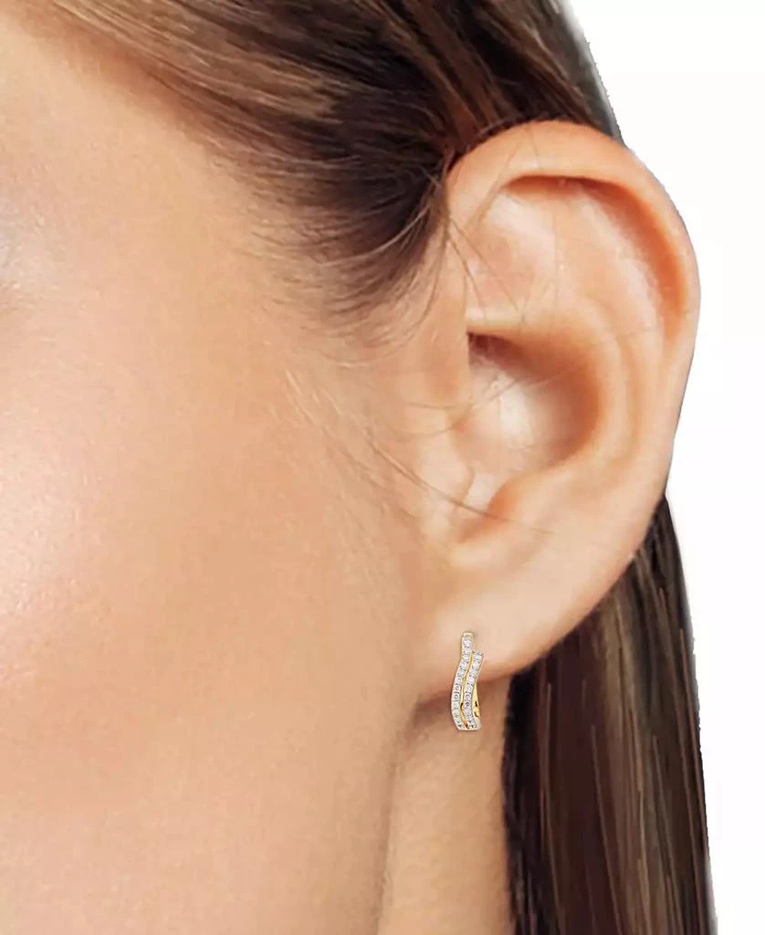 商品Macy's|Diamond Double-Row Hoop Earrings (1/3 ct. t.w.) in 14k Gold-Plated Sterling Silver,价格¥1303,第2张图片详细描述