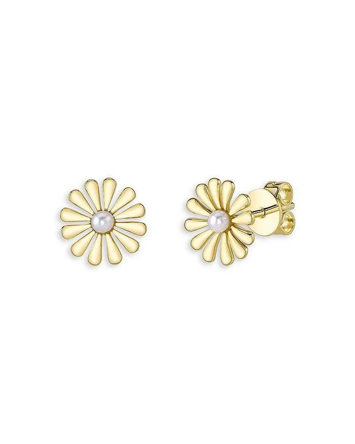 商品Moon & Meadow|14K Yellow Gold Jackie Cultured Freshwater Pearl Flower Stud Earrings,价格¥1818,第1张图片