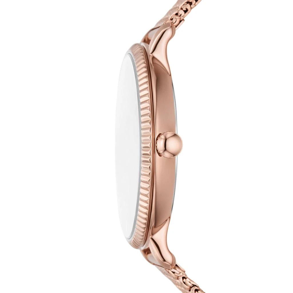 商品Fossil|Jacqueline Three-Hand Date Rose Gold-Tone Stainless Steel Mesh Watch - ES5322,价格¥1122,第2张图片详细描述