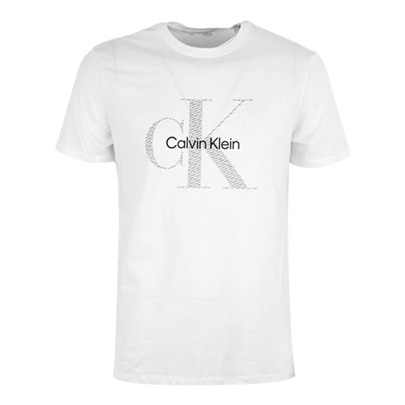 CALVIN KLEIN 男士白色棉质字母LOGO印花圆领短袖T恤 40IC800-540商品第1张图片规格展示