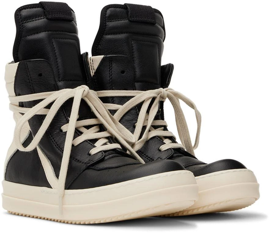 商品Rick Owens|Kids Black & Off-White Geobasket Sneakers,价格¥4317,第4张图片详细描述