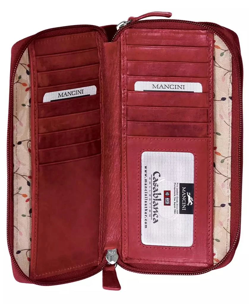商品Mancini Leather Goods|Casablanca Collection RFID Secure Double Zipper Wallet,价格¥614,第2张图片详细描述
