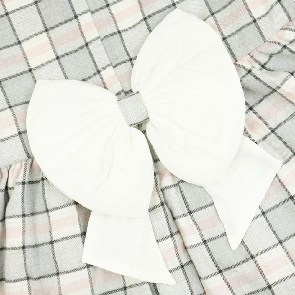 商品Caramelo Kids|Pink & Grey Check Frill Dress Top & Hairband Set,价格¥249,第3张图片详细描述
