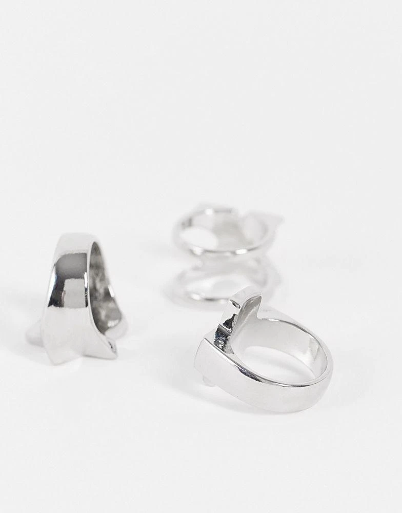 商品Reclaimed Vintage|Reclaimed Vintage inspired unisex chunky ring pack in silver,价格¥67,第2张图片详细描述