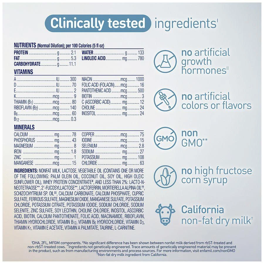 商品Enfamil|Enfamil Enspire 蓝臻母乳寡糖蛋清配方一段奶粉 富铁配方 20.5oz,价格¥453,第5张图片详细描述