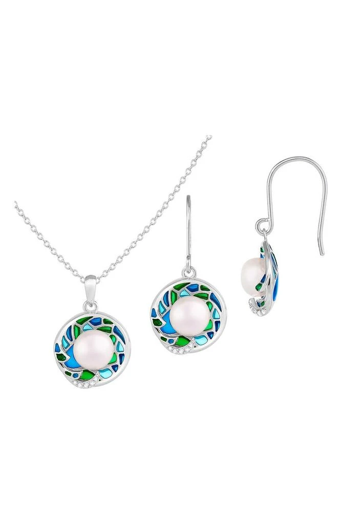 商品Splendid Pearls|Enamel Freshwater Pearl Necklace & Earrings Set,价格¥598,第1张图片