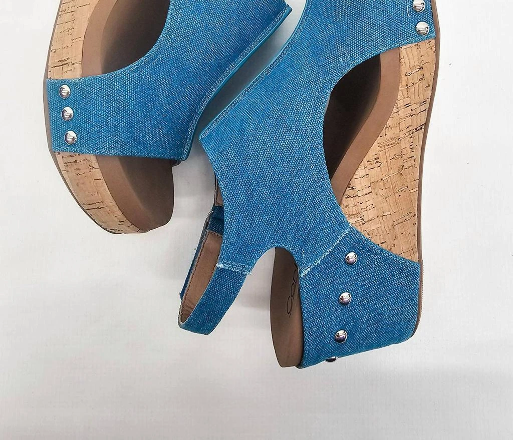 商品Corkys Footwear|Washed Canvas Carley Wedges In Turquoise,价格¥360,第4张图片详细描述