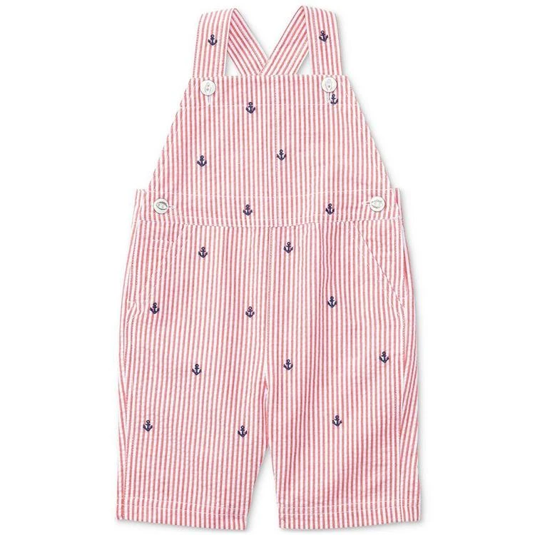 商品Ralph Lauren|Embroidered Seersucker Cotton Shortall, Baby Boys (0-24 months),价格¥132,第1张图片