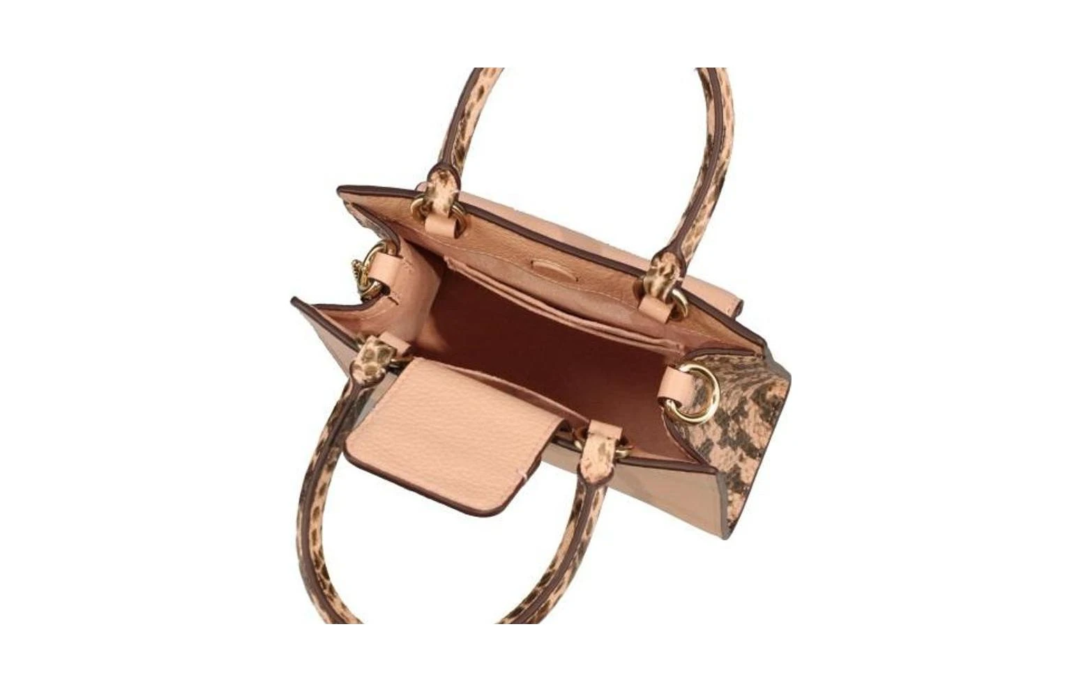 商品[国内直发] Coach|蔻驰 Pepper 17 两个信用卡槽 精致鹅卵石纹皮革配蛇纹压花皮革 琴谱包手提单肩斜挎包 小号 女款 贝壳粉色,价格¥1233,第6张图片详细描述