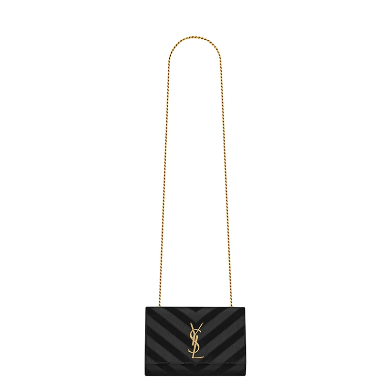 商品Yves Saint Laurent|SAINT LAURENT PARIS/圣罗兰 YSL 21秋冬新款KATE系列 女士小号黑色绗缝皮革绒面革金扣单肩斜挎链条包,价格¥13725,第1张图片