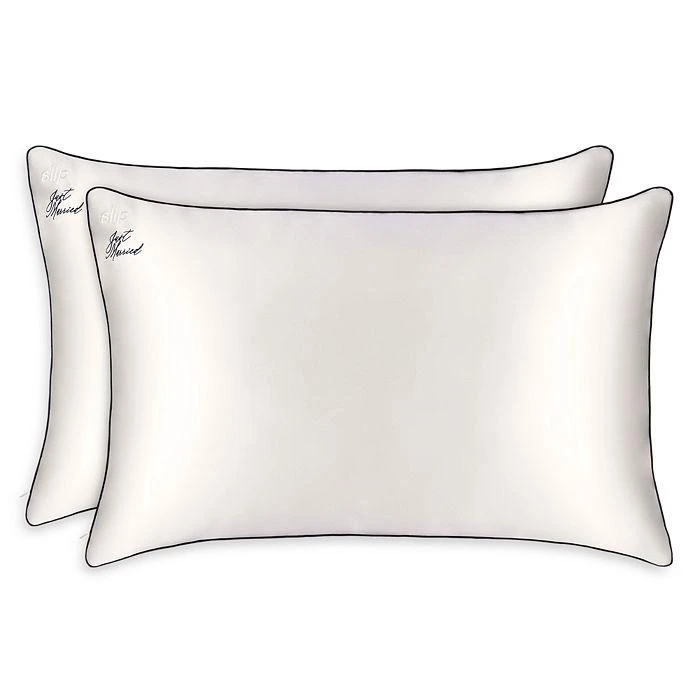 商品Slip|Just Married Embroidered Silk Pillowcase Set,价格¥1511,第2张图片详细描述