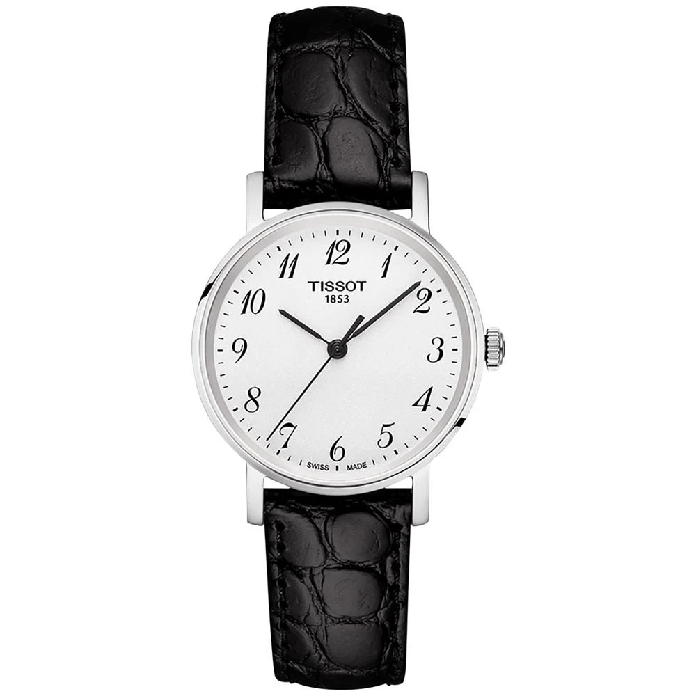 商品Tissot|Women's Swiss Everytime Black Leather Strap Watch 30mm T1092101603200,价格¥1390,第1张图片