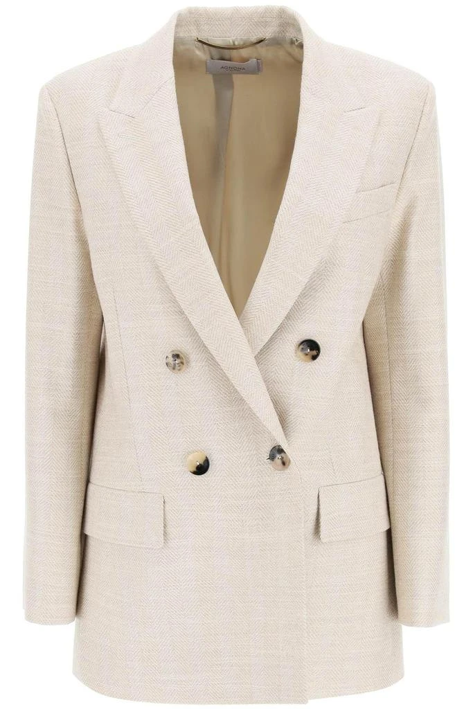 商品AGNONA|DOUBLE-BREASTED WOOL SILK BLAZER,价格¥8286,第1张图片