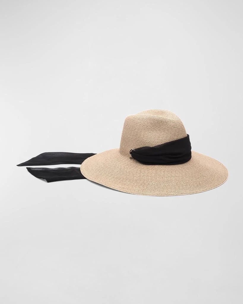 商品Eugenia Kim|Cassidy Straw Fedora Hat w/ Chiffon Scarf,价格¥3266,第1张图片