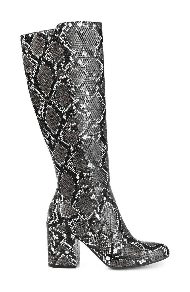 商品Journee Collection|Tavia Snakeskin Embossed Block Heel Boot - Wide Calf,价格¥457,第3张图片详细描述