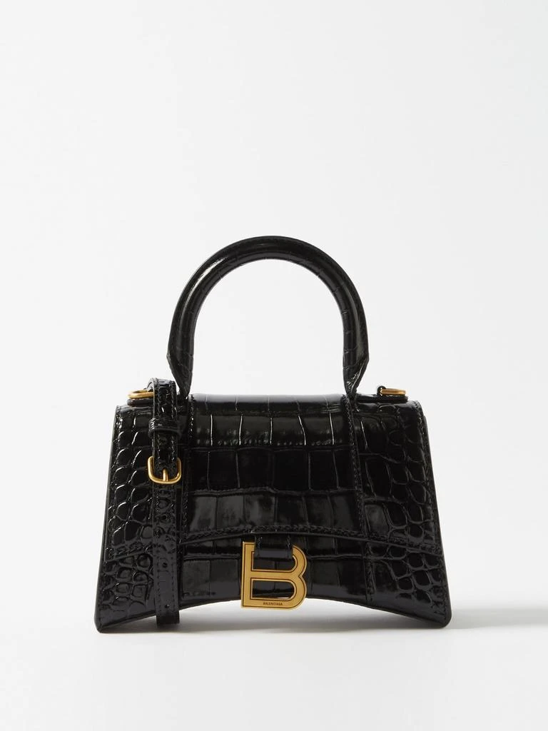 商品Balenciaga|Hourglass XS crocodile-effect leather bag,价格¥22585,第1张图片