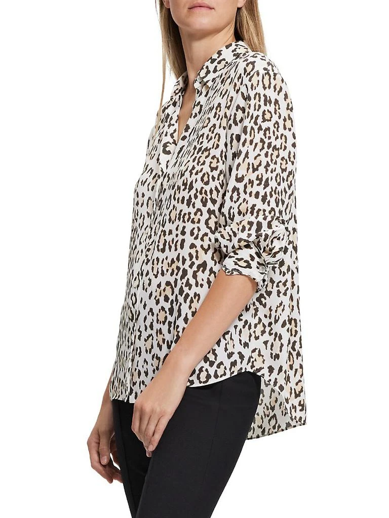 商品Theory|Leopard Long-Sleeve Blouse,价格¥654,第4张图片详细描述