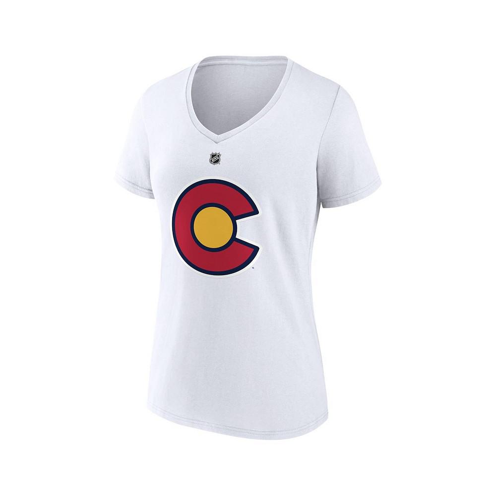 Women's Branded Nathan MacKinnon White Colorado Avalanche Special Edition 2.0 Name and Number V-Neck T-shirt商品第2张图片规格展示