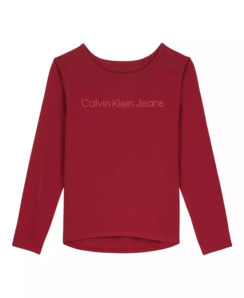 商品Calvin Klein|Big Girls Logo Dot Long Sleeve Tee,价格¥140,第1张图片详细描述