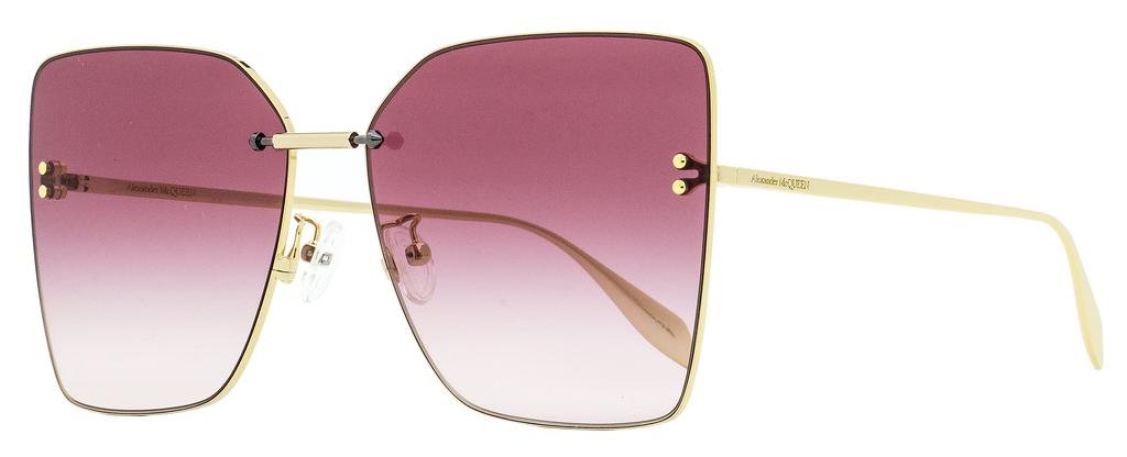 Alexander McQueen Women's Square Sunglasses AM0342S 003 Gold 63mm商品第1张图片规格展示