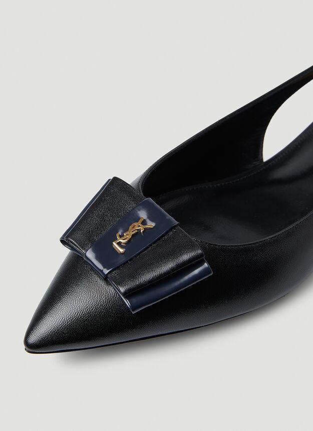 商品Yves Saint Laurent|Anais Bow Flat Sandals in Black,价格¥4500,第7张图片详细描述